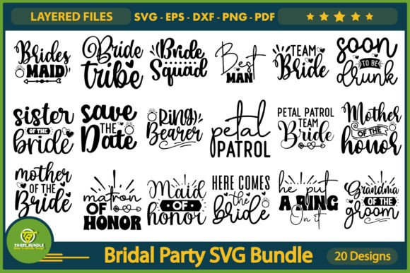 Bridal Party SVG Bundle for T-Shirt Designs & Graphics