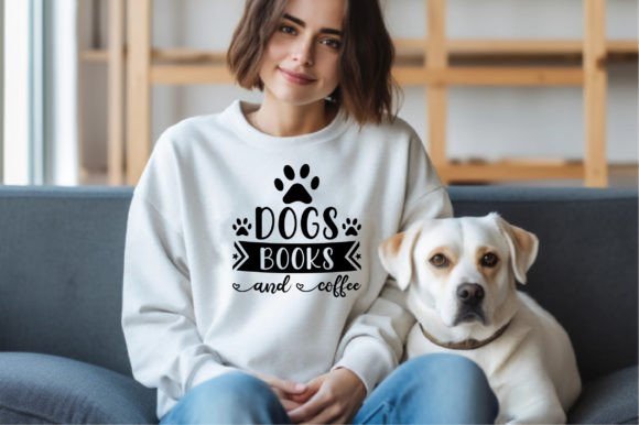 Charming Dogs Books and Coffee Embroidery