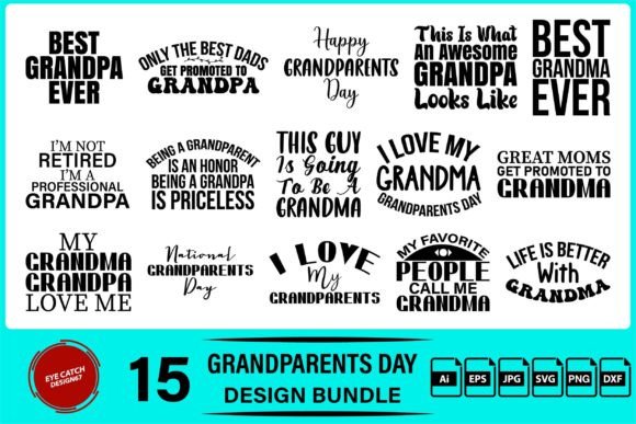 Happy Grandparents Day Design Bundle for T-Shirt Designs and Graphics